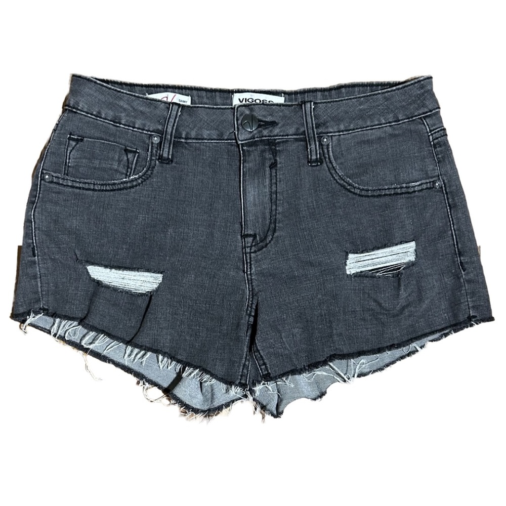 Vigoss Marley Women’s Distressed Cut-Off Black Denim Jean Shorts Summer Size 24